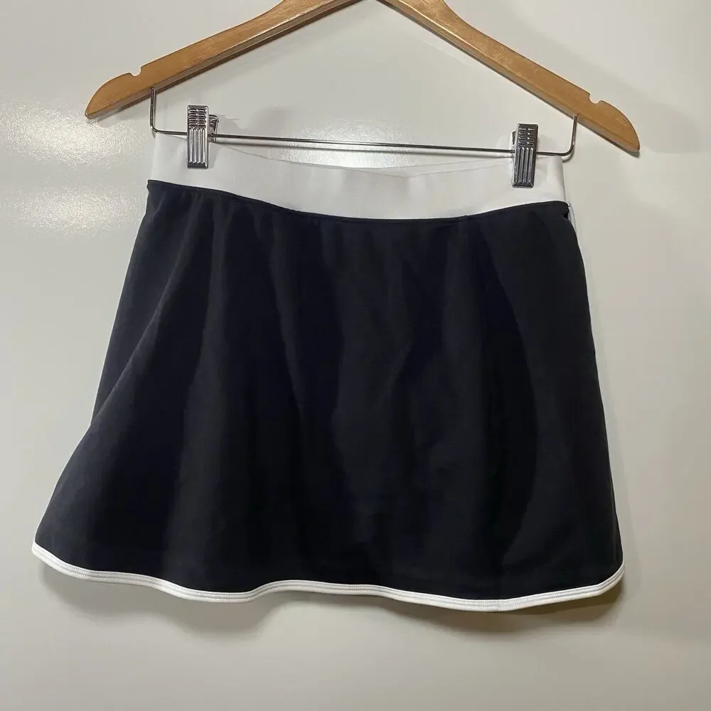 ALO Yoga Airbrush Streamlined Skirt Small Black White Side Piping Athletic